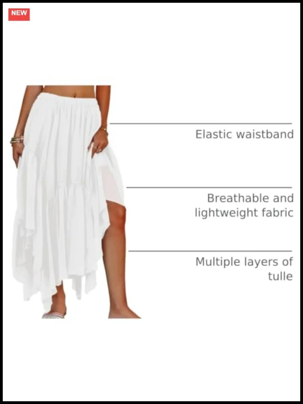 Fisoew 100% Polyester Boho Maxi Skirt Asymmetric High-Low Flowy